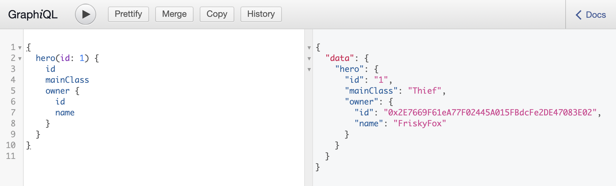 GraphiQL interface for the community API
